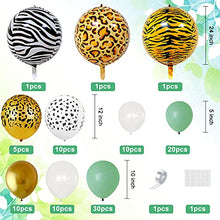 Load image into Gallery viewer, 100PCS Safari Jungle Balloon Arch Kit, Green Balloons Garland Kit with Large 4D Foil Animal Balloon, Jungle Theme Balloon Arch with Gold White Spot Balloons for Baby Shower Birthday Party Decoration