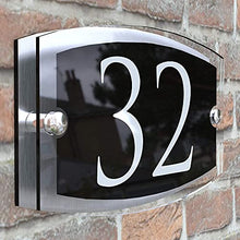 Load image into Gallery viewer, MODERN HOUSE SIGN PLAQUE DOOR NUMBER STREET GLASS EFFECT ACRYLIC ALUMINIUM NAME