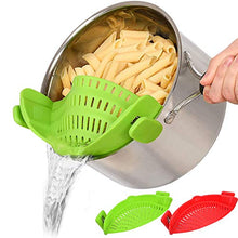 Load image into Gallery viewer, Snap Strainer, 2 PACK Silicone Food Strainers Heat Resistant Clip On Strain Strainer Rice Colander Kitchen Gadgets Drainer Hands- For Pasta, Spaghetti, Ground Beef, Universal Fit All Pots Bowls