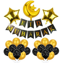 Load image into Gallery viewer, Ali's Creationz Eid Decorations Set, Eid Mubarak Decorations, Eid Mubarak Balloons, Eid Mubarak Banner - 26 PCS