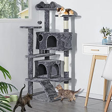 Load image into Gallery viewer, Yaheetech 138.5cm Cat Tree Tower Scratching Posts Multilevel Cat Climbing House with Condos & Ladder Cat Activity Centre for Indoor Cats, Dark Grey