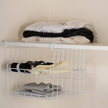 Load image into Gallery viewer, ASTOTSELL Under Shelf Storage Basket, 2-Pack Under Shelf Hanging Metal Wire Storage Basket Organizer for Kitchen, Office, Pantry, Bathroom, Cabinet, White