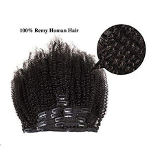Load image into Gallery viewer, Saga Queen Brazilian Afro Kinky Curly Clip In Hair Extensions 8pcs 18clips 120g/pck Brazilian Virgin Remy Human Hair 4B4C Afro Clip Ins (1 bundle 8inch, natural black)