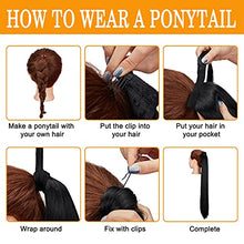 Load image into Gallery viewer, ZAIQUN Long Straight Ponytail Extension 28 inch Wrap Around Ponytail Synthetic Hair Extensions Clip in Ponytail Hairpiece for Women(28'', Medium Brown)