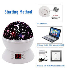Load image into Gallery viewer, Star Night Light, SCOPOW Rotating Night Light Projector with LED Timer Auto-Off Romantic Star Sky Lighting Lamp Nursery Gift Toys for Boy Girl Kids Children Bedroom(White)