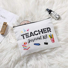 Load image into Gallery viewer, Teacher Appreciation Gifts Teacher GiftsTeacher survival kit Best Teacher Ever Teacher Supplies for Classroom Makeup Bag Pencil Pouch for Nursery Preschool High School for Women (Teacher survival kit)