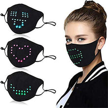Load image into Gallery viewer, LED Face Mask Voice Activated, LED Light Up Face Masks with Filters for Adults Imitates Lips Speaking Talking Sound Command Control Mask for Carnival Masquerade Party
