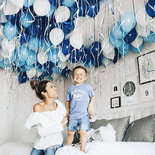 Load image into Gallery viewer, PartyWoo Blue and White Balloons, 100 pcs 12 Inch Royal Blue Balloons, Pale Blue Balloons and White Balloons, Blue White Party Balloons for Boys Christening, Boys Baby Shower, Boys 1st Birthday