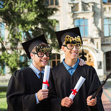 Load image into Gallery viewer, 36 Pieces Graduation Eyeglasses Decoration, Glitter Gold and Black Class of 2022 Photo Booth Props Frame Fancy Paper Eyeglasses for Congrats Grad Party Favors Supplies, 9 Styles