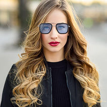 Load image into Gallery viewer, FRIUSATE 2 Pieces Sunglasses Retro Vintage Sunglasses Square Metal Frame Sunglasses UV400 Sunglasses for Women Men