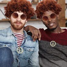Load image into Gallery viewer, Dacitiery 3 Pcs Hippie Costume Set, Funky Afro Wig VintageSunglasses and Peace Sign Necklace Fancy Dress Hippy Accessories for60s/70s Theme Party( Brown)