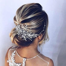 Load image into Gallery viewer, Unicra Bride Wedding Hair Vine Silver Flower Hair Accessories Crystal Bridal Headpiece Rhinestones Hair Wear for Women and Girls