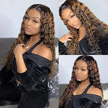 Load image into Gallery viewer, Highlight Deep Wave Wigs Human Hair P4/27 Ombre Lace Front Wigs Honey Blonde 180% Density Transparent Curly Water Wave 13X4x1 T Part Lace Frontal Wigs for Black Women 18Inch