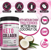 Load image into Gallery viewer, Liquid Body Keto Collagen Protein Peptides, MCT Oil Collagen Blend, 400G Tub, Ketogenic and Paleo Friendly, Hydrolysed Grass Fed Bovine Collagen (Collagen Peptide Supplement) Fits Low Carb Diet