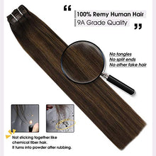 Load image into Gallery viewer, Moresoo Real Hair Extensions Clip in Human Hair Dark Brown Hair Extensions 16 Inch Balayage Clip in Hair Extensions Dark Brown to Medium Brown Ombre Hair Clip Ins 120Grams 7PCS
