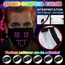 Load image into Gallery viewer, LED Face Mask Voice Activated, LED Light Up Face Masks with Filters for Adults Imitates Lips Speaking Talking Sound Command Control Mask for Carnival Masquerade Party
