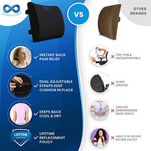 Load image into Gallery viewer, Everlasting Comfort Lumbar Support Pillow for Office Desk Chair - Memory Foam Back Cushion (Black)