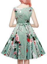 Load image into Gallery viewer, ihot Women's Vintage 1950s Classy Rockabilly Retro Floral Pattern Print Cocktail Evening Swing Party Dress, 1-ice Blue, M