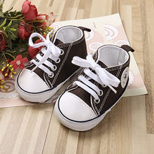 Load image into Gallery viewer, Frobukio Newborn Baby Boy Girl Canvas Sneakers Non-Slip Soft Sole First Walkers Infant (0-6 Months, Brown)