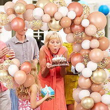 Load image into Gallery viewer, 129 Pcs Blush Balloons Garland Arch Kit 12" 10" 5" Peach Rose Gold Pastel Orange Confetti Latex Metallic Balloons with 4Pcs Tools for Wedding Birthday Party Baby Shower Decorations