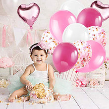 Load image into Gallery viewer, HOWAF 60pcs Pink Balloon Set, Foil Balloons Set with Pink Confetti Balloons & Ribbons for Birthday Party, Wedding, Girls Baby Shower Party, Festival Decorations, Business Event