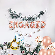 Load image into Gallery viewer, JeVenis Set of 12 Rose Gold Engaged Balloon Set Engagement Balloons Engagement Balloon Banner Engaged Banner Balloon Engaged Balloon Decor