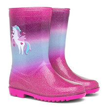 Load image into Gallery viewer, Zone - Kids Pink & Blue Unicorn Glitter Welly - Size 11 Child UK - Multicolour