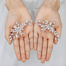 Load image into Gallery viewer, Handcess Crystal Brial Hair Pin Silver Flower Pearl Headpiece Rhinestone Bride Wedding Hair Accessories for Women and Girls(Pack of 2)
