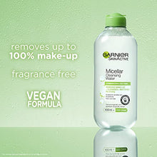 Load image into Gallery viewer, Garnier Micellar Cleansing Water For Combination Skin 400ml, Gentle Face Cleanser & Makeup Remover, Fragrance Free, Recognised By The British Skin Foundation, Use With Reusable Micellar Eco Pads