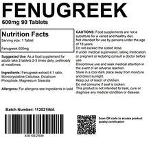 Load image into Gallery viewer, Fenugreek 600mg 90 Tablets UK Made. Pharmaceutical Grade