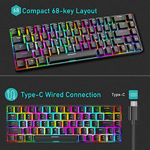 Load image into Gallery viewer, 60% Mechanical Gaming Keyboard Compact Type C Wired 68 Keys LED Backlit USB Waterproof Keyboard 18 Chroma RGB Backlight Full Anti-ghosting Keys Compatible With PS4/PS5/Xbox/PC(Black/Blue switch)