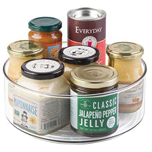Load image into Gallery viewer, mDesign Lazy Susan Turntable Condiment Holder - Set of 2 - Plastic Revolving Condiments and Spice Rack - Ideal Kitchen Storage Unit for Cooking Oil, Ingredients, Bottles and Jars - Clear