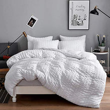 Load image into Gallery viewer, Seersucker Duvet Cover with Pillow Cases 100% Cotton 200 Thread Count Quilt Covers White | Silver | Charcoal | Pink | Grey Bedding Sets Double King Super King Size (White, King)