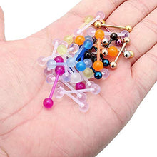 Load image into Gallery viewer, LAURITAMI 36Pcs 14G Flexible Acrylic Straight Tongue Barbell Nipple Ring Retainer Piercing Jewellery for Women Men Glow in Dark 16mm Bar