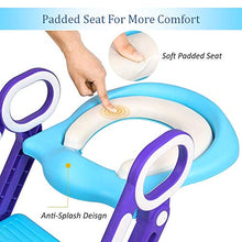 Load image into Gallery viewer, Potty Training Toilet Seat with Step Stool Ladder for Kids Children Baby Toddler Toilet Training Seat Chair with Soft Cushion Sturdy and Non-Slip Wide Steps for Girls and Boys (Blue Purple)