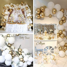 Load image into Gallery viewer, PartyWoo White Balloon Garland, 140 pcs White and Gold Balloon Arch Kit, Confetti Balloons, Metallic Balloons for Wedding, Baptism Decorations, Engagement Party Decor, Anniversary Decorations