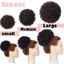 Load image into Gallery viewer, S-noilite Chignon Puff Afro Fluffy Kinky Curly Hair Bun Updo 100% Remy Real Human Hair Extensions - Ponytail Hairpiece Short Drawstring, Natural Black (Medium)