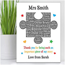 Load image into Gallery viewer, Personalised Teacher Gift - Puzzle Piece Thank You Gifts for School Teacher, TA, Nursery, Leaving Gift - Gifts for Teachers, Teaching Assistants, Nursery Teachers - ANY NAME - Teacher Appreciation