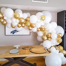 Load image into Gallery viewer, Balloon Arch Kit Garland,Aivatoba Balloons Gold White Confetti Balloons Matellic Latex Helium Ballons Decoration for Baby Shower, Girls Wedding Children Birthday Party Decoration