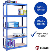 Load image into Gallery viewer, Garage Shelving Units: 180cm x 90cm x 40cm | Heavy Duty Racking Shelves for Storage - 1 Bay, Blue 5 Tier (175KG Per Shelf), 875KG Capacity | For Workshop, Shed, Office | 5 Year Warranty