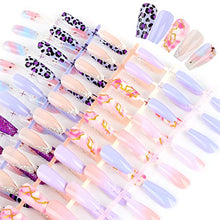 Load image into Gallery viewer, 120 Pieces Reusable Artificial Nail Tips Rainbow Full Cover Nail Tips Press On Nails Art False Tips Pink and Purple