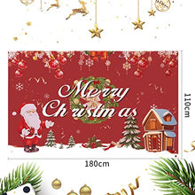 Load image into Gallery viewer, Skycase Merry Christmas Backdrop Banner, Large Merry Christmas Decorations Backdrop Banner, Santa Background for Merry Christmas Decoration for Indoor Outdoor Christmas Party Supplie, 43 * 71Inch