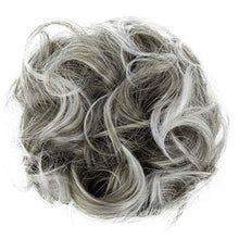 Load image into Gallery viewer, PRETTYSHOP Hairpiece Scrunchy Updo Bridal Hairstyle Voluminous Slightly Wavy Messy Bun Gray Mix G19E
