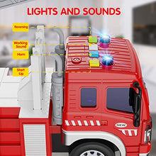Load image into Gallery viewer, GizmoVine Kids Fire Engine Truck Toys with Lights and Sounds Extending Ladder 1:16 Friction Powered Cars Inertial Vehicles Educational Toy Gifts for 3+ Years Old Boys Girls Toddlers