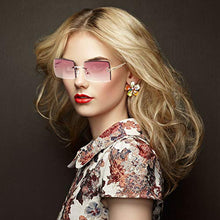 Load image into Gallery viewer, Joeleli 4 Pairs Rimless Rectangle Sunglasses for Women Men Frameless Vintage Square Glasses