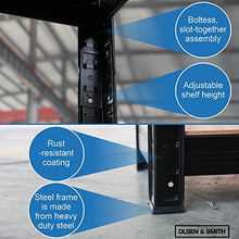 Load image into Gallery viewer, Heavy Duty 5 Tier Steel & Wood Garage Shelving Unit 150cm x 70cm x 30cm Racking Utility Shelves Units For Storage For Home Workshop Shed Office Black