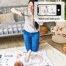 Load image into Gallery viewer, Baby Milestone Blanket | Monthly Photo Mat for Boy or Girl, Unisex | Moon & Stars Theme | Personalised Baby Shower Present for New Mums | Age Mat | Soft, Thick & Comfortable | Includes Coloured Frames