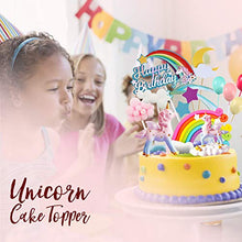 Load image into Gallery viewer, Humairc Unicorn Cake Decoration Rainbow Unicorn Cake Topper Happy Birthday Topper Cloud Balloons Moon Stars Cupcake Topper for Girl Kid Women Birthday Party Wedding Anniversary Decoration