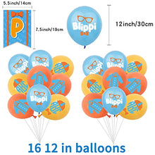 Load image into Gallery viewer, Blippi Birthday Party Supplies, 32Pcs Party Supplies Birthday Decorations, Party Pack for Kids, with Happy Birthday Banner, Cake Toppers, Balloon
