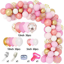 Load image into Gallery viewer, 144 Pcs Balloons Garland Kit Arch, Rose Gold Pink White Latex Confetti Gold Metallic Balloons for Party Decorations Birthday Wedding Graduation Baby Shower for Girls Women